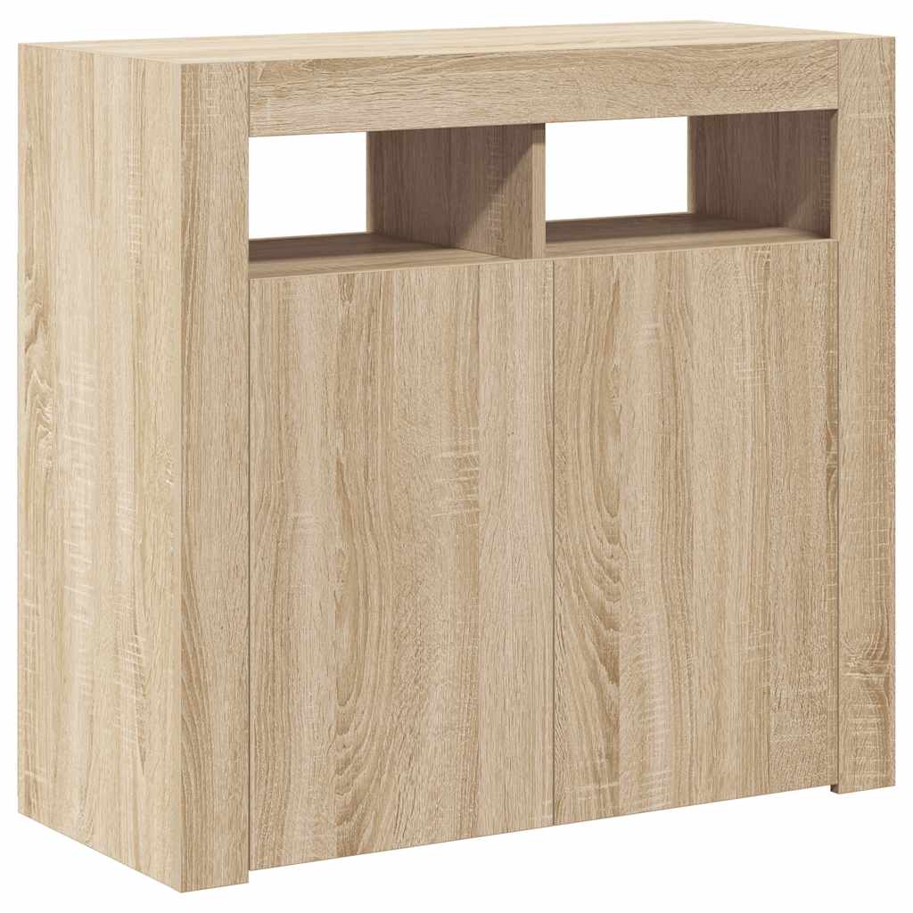 Sideboard mit LED-Leuchten Sonoma-Eiche 80x35x75 cm